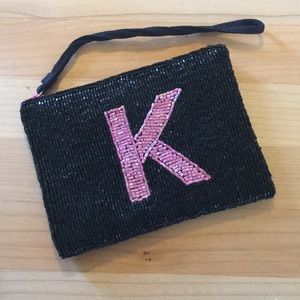 NWT - Pink & Black “K” Wristlet Pouchette